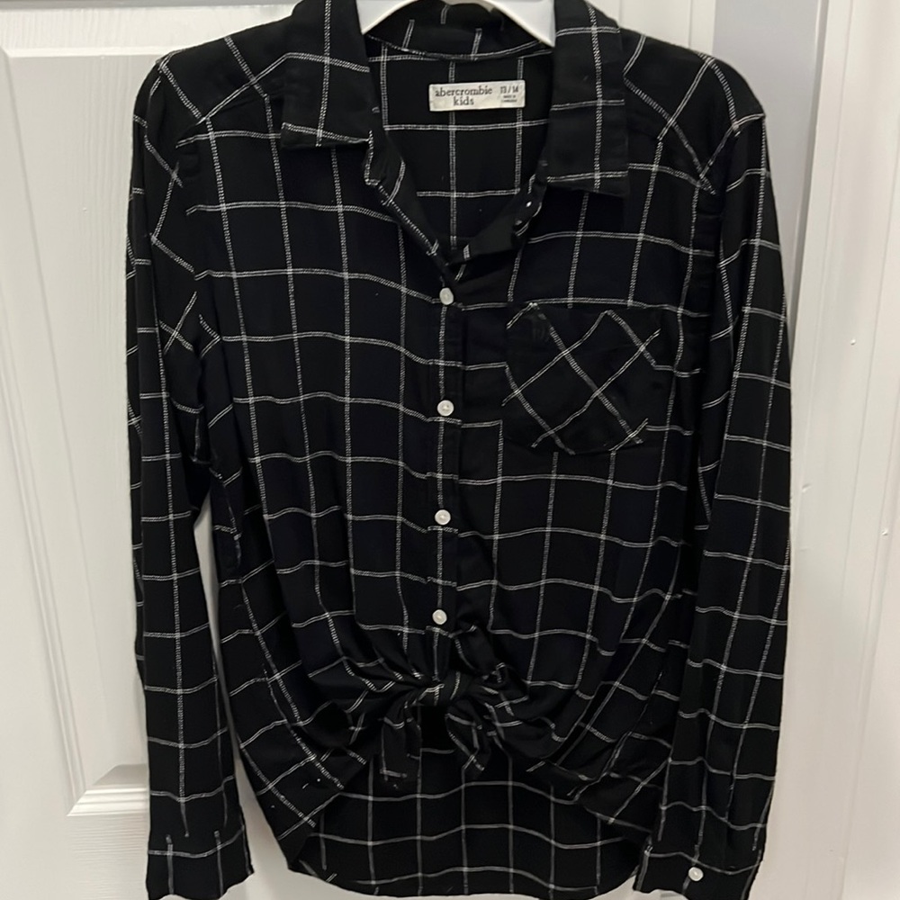 Abercrombie Kids Plaid black/white girls Shirt Size 13/14